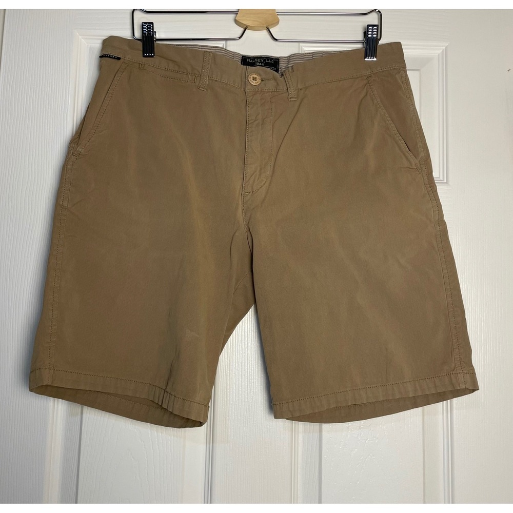 Halsey LLC Shorts Mens 34 Khaki Cotton Stretch Chino Flat Front 9" Inseam